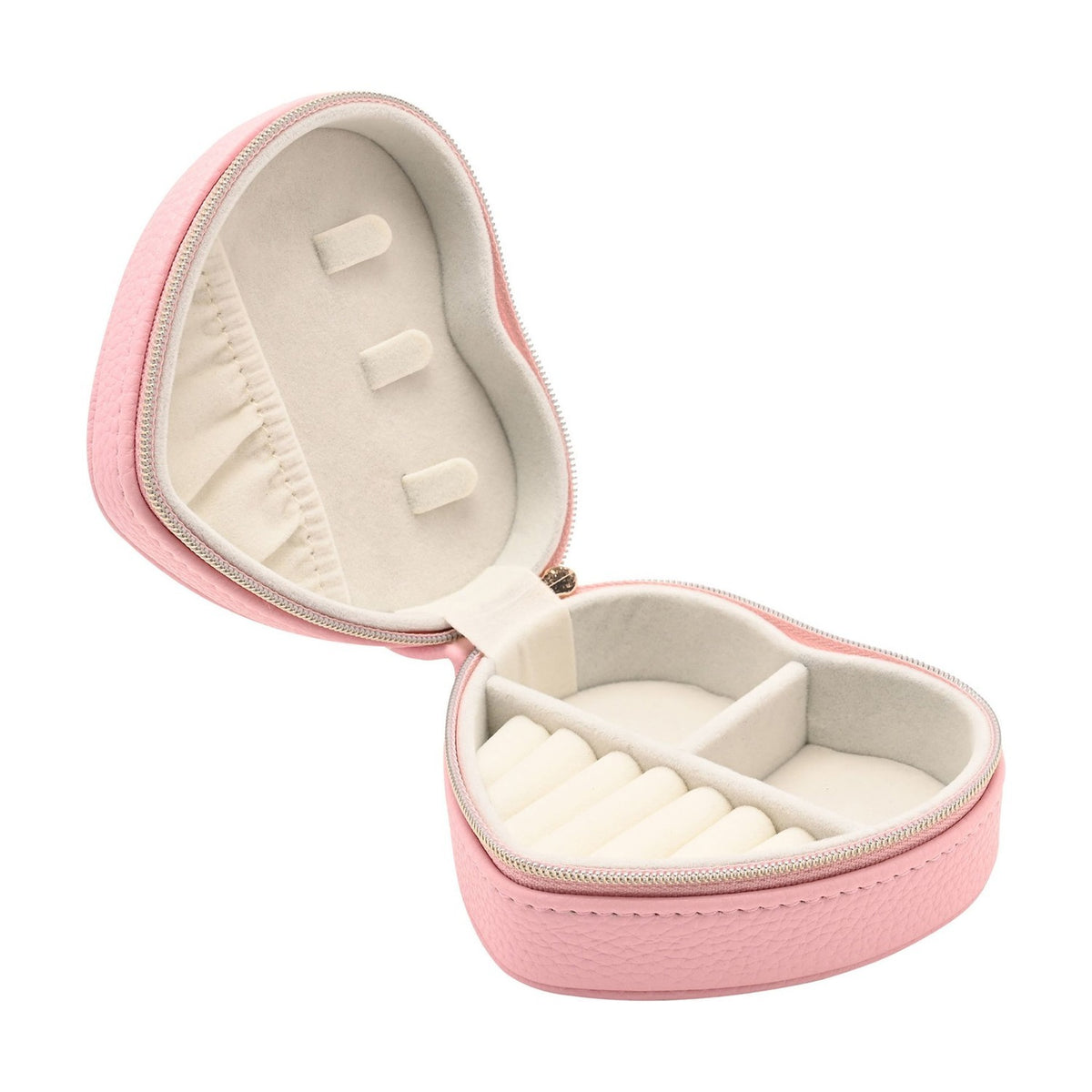 Heart Plastic Jewellery Box with Ring Roll - Pink & Cream