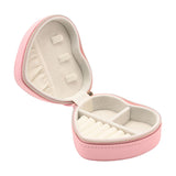 Heart Plastic Jewellery Box with Ring Roll - Pink & Cream