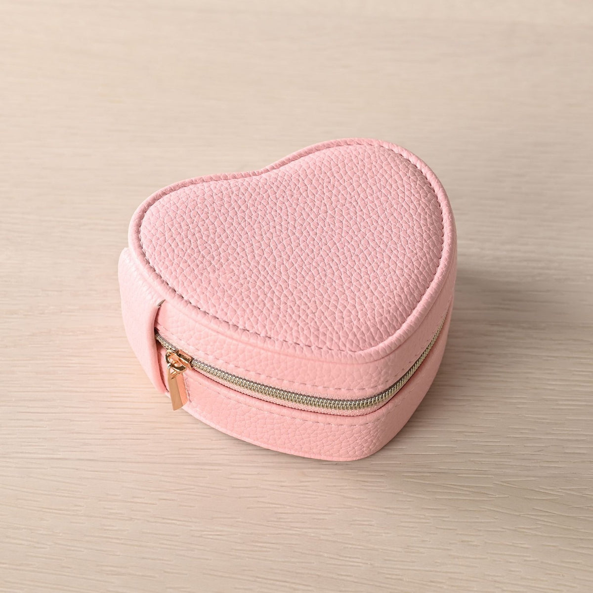 Heart Plastic Jewellery Box with Ring Roll - Pink & Cream
