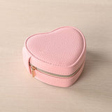 Heart Plastic Jewellery Box with Ring Roll - Pink & Cream
