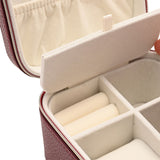 Zipped Plastic Jewellery Box with Watch Compartment - Red