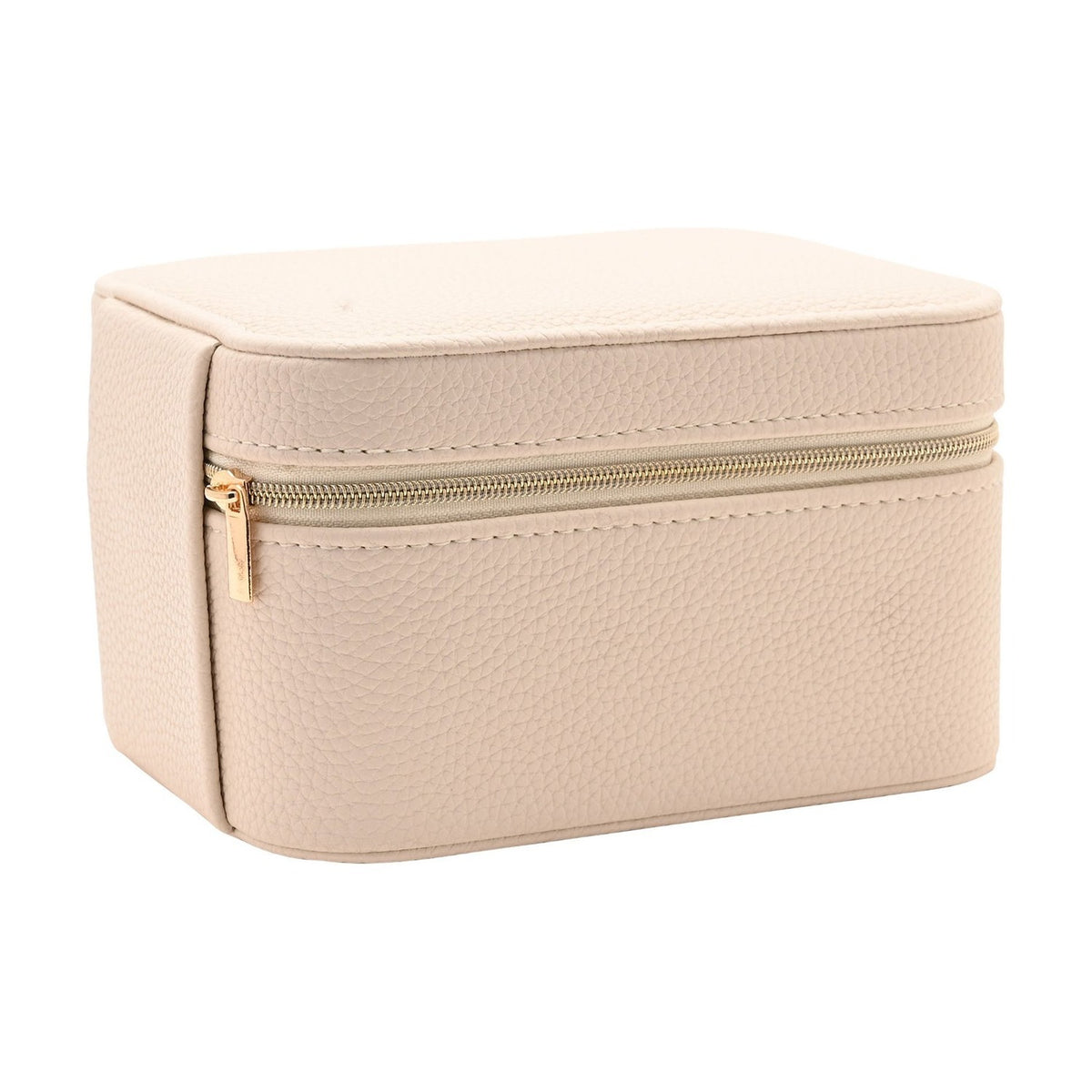 Zipped Plastic Jewellery Box with Watch Compartment - Cream