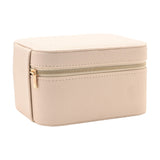 Zipped Plastic Jewellery Box with Watch Compartment - Cream