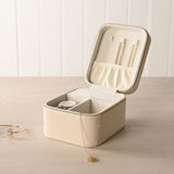 Zipped Plastic Jewellery Box with Watch Compartment - Cream