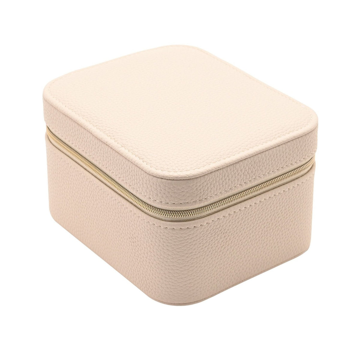 Zipped Plastic Jewellery Box with Watch Compartment - Cream