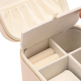 Zipped Plastic Jewellery Box with Watch Compartment - Cream