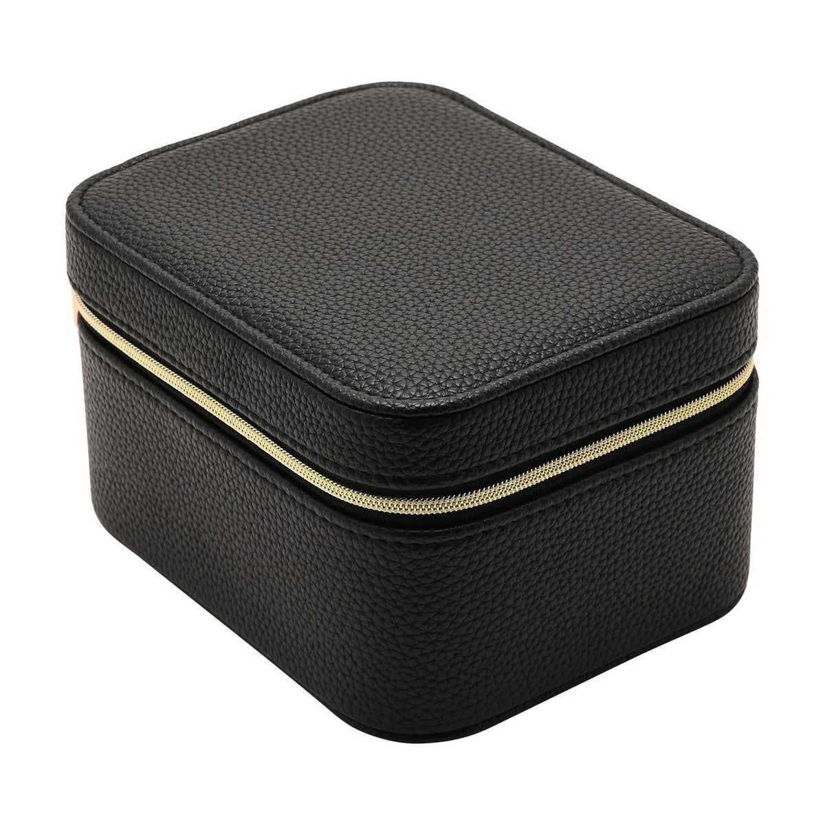 Zip Plastic Jewellery Box with Watch Section - Black & Cream