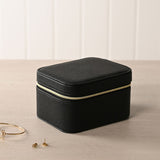 Zip Plastic Jewellery Box with Watch Section - Black & Cream