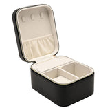 Zip Plastic Jewellery Box with Watch Section - Black & Cream