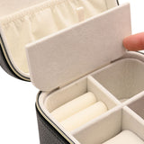 Zip Plastic Jewellery Box with Watch Section - Black & Cream