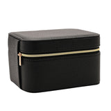 Zip Plastic Jewellery Box with Watch Section - Black & Cream