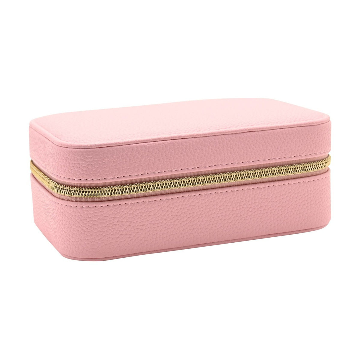 Zip Around Plastic Jewellery Box with Mirror Medium - Pink