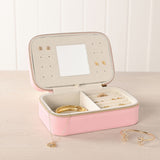 Zip Around Plastic Jewellery Box with Mirror Medium - Pink