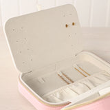 Zip Around Plastic Jewellery Box with Mirror Medium - Pink