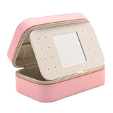 Zip Around Plastic Jewellery Box with Mirror Medium - Pink