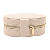 Mini Oval Zip Plastic Jewellery Box with Ring Rolls - Cream