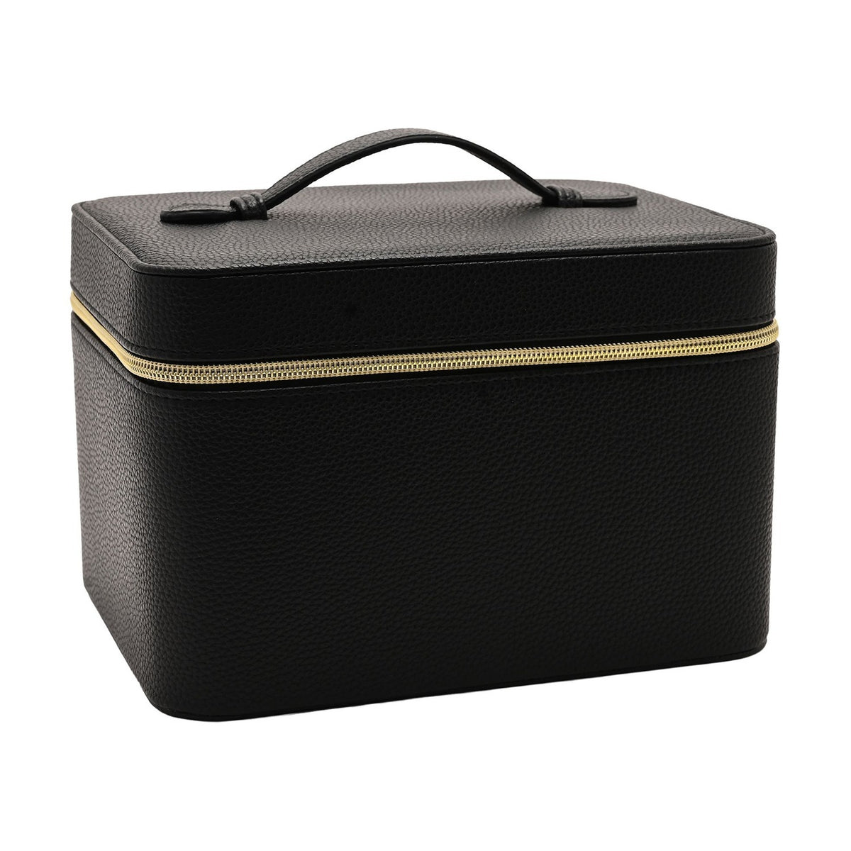 Large Plastic Jewellery Box with Mirror - Black & Cream