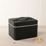 Large Plastic Jewellery Box with Mirror - Black & Cream