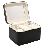 Large Plastic Jewellery Box with Mirror - Black & Cream