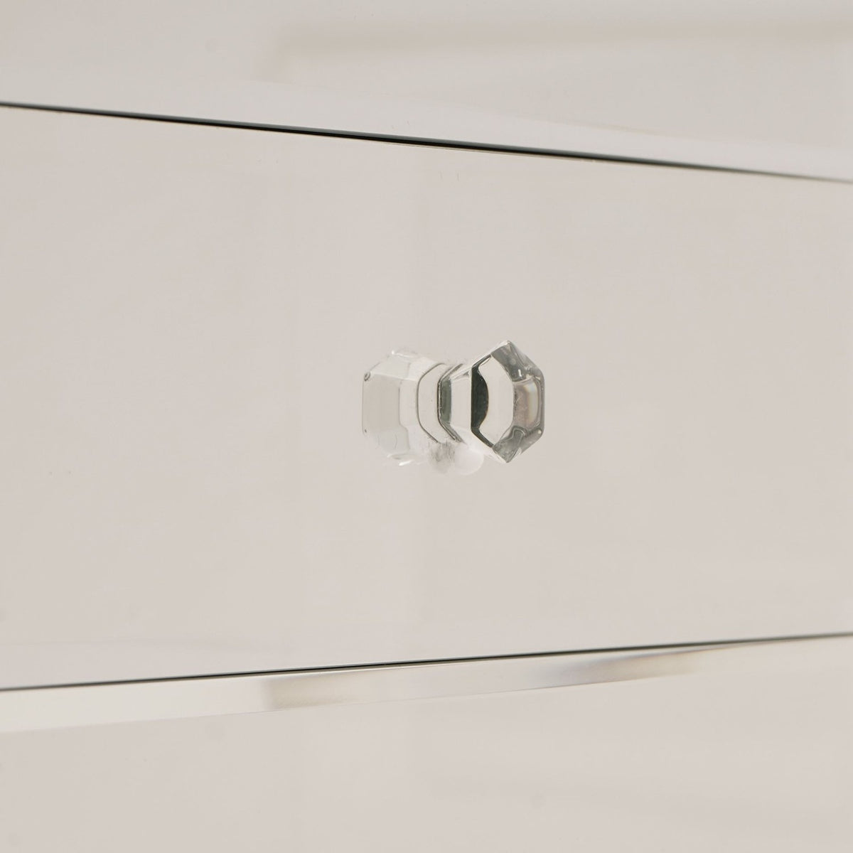 Bevelled Square 3 Drawer Mirror Glass Jewellery Box - Silver
