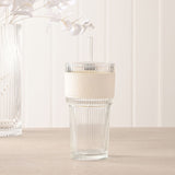 Ribbed Cold Drink Tumbler with Lid and Straw - Cream & Clear