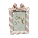 Candy Cane and Bow Resin Photo Frame 6 x 4in - Pink & White
