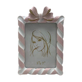 Candy Cane & Bow Resin Photo Frame 7 x 5in - Pink & White