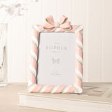 Candy Cane & Bow Resin Photo Frame 7 x 5in - Pink & White