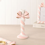 Candy Cane and Bow Resin Candle Holder 22cm - Pink & White