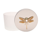Jewelled Gold Dragonfly Round Trinket Box with Lid - Yellow