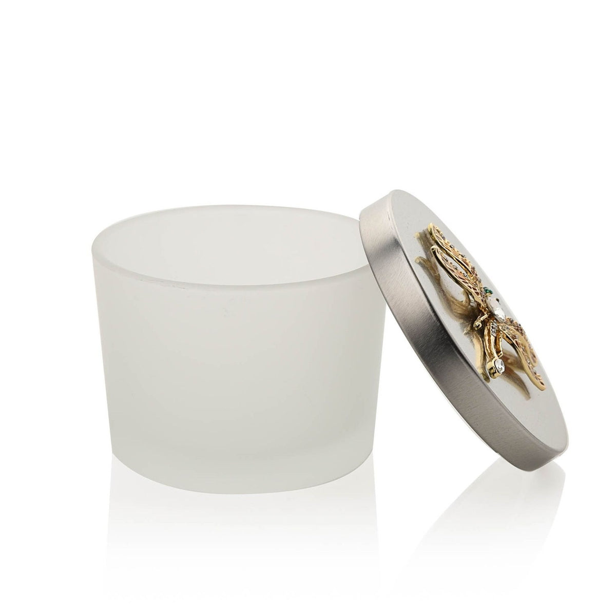 Jewelled Gold Dragonfly Round Trinket Box with Lid - Yellow