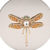 Jewelled Gold Dragonfly Round Trinket Box with Lid - Yellow