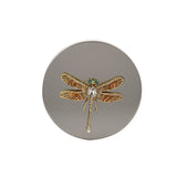 Jewelled Gold Dragonfly Round Trinket Box with Lid - Yellow