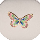 Blue Butterfly Round Trinket Box with Lift-Off Lid - Pink
