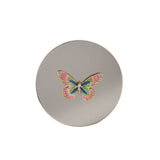 Blue Butterfly Round Trinket Box with Lift-Off Lid - Pink