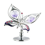 Chrome Plated Orchid Butterfly Standing Decoration - Silver