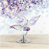 Chrome Plated Orchid Butterfly Standing Decoration - Silver