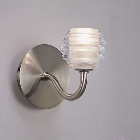 Sphere 1 Light Wall Light With Switch - Satin Nickel
