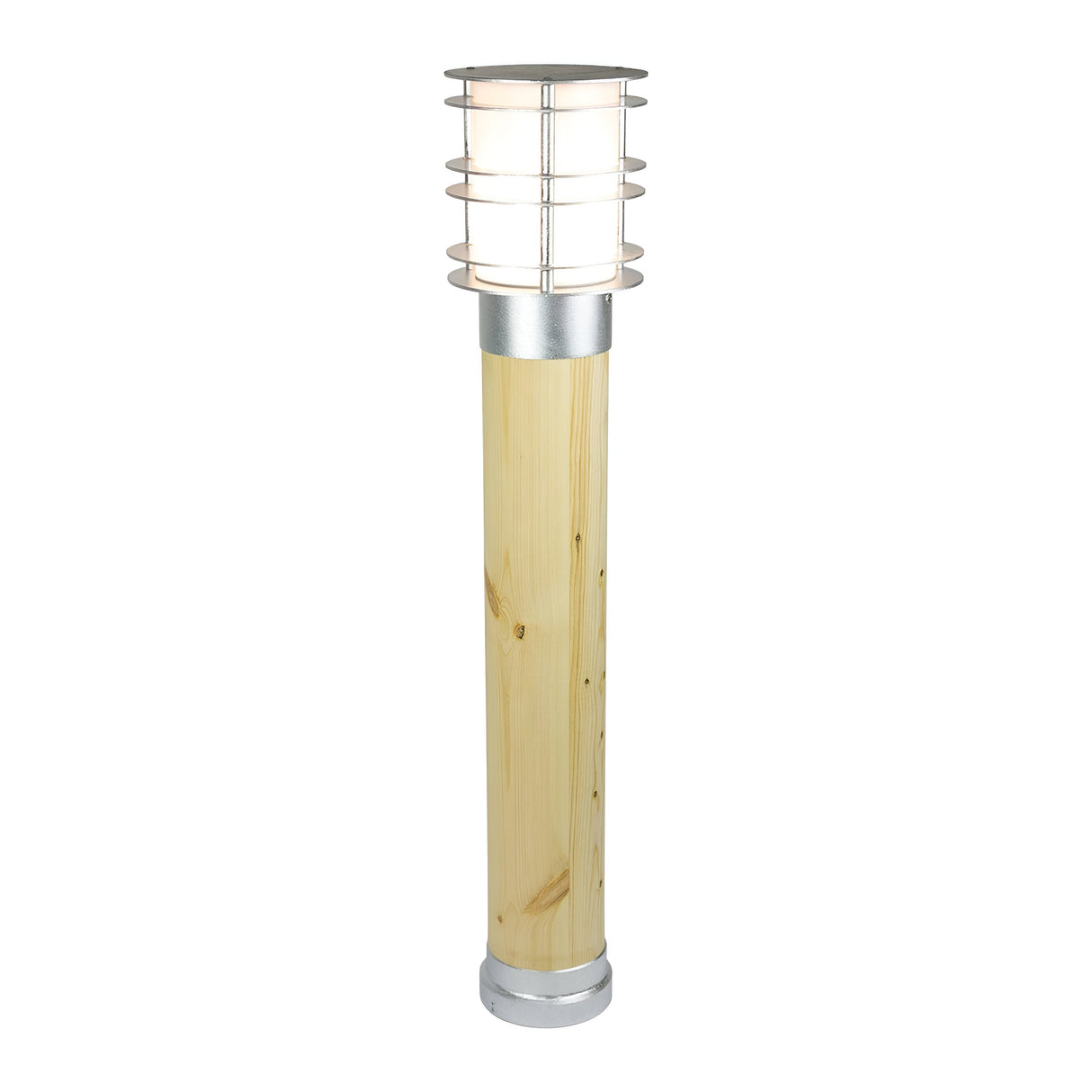 Stockholm Large Bollard Natural Wood & Galvanised - Galvanised