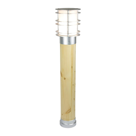Stockholm Large Bollard Natural Wood & Galvanised - Galvanised