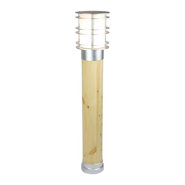 Stockholm Large Bollard Natural Wood & Galvanised - Galvanised