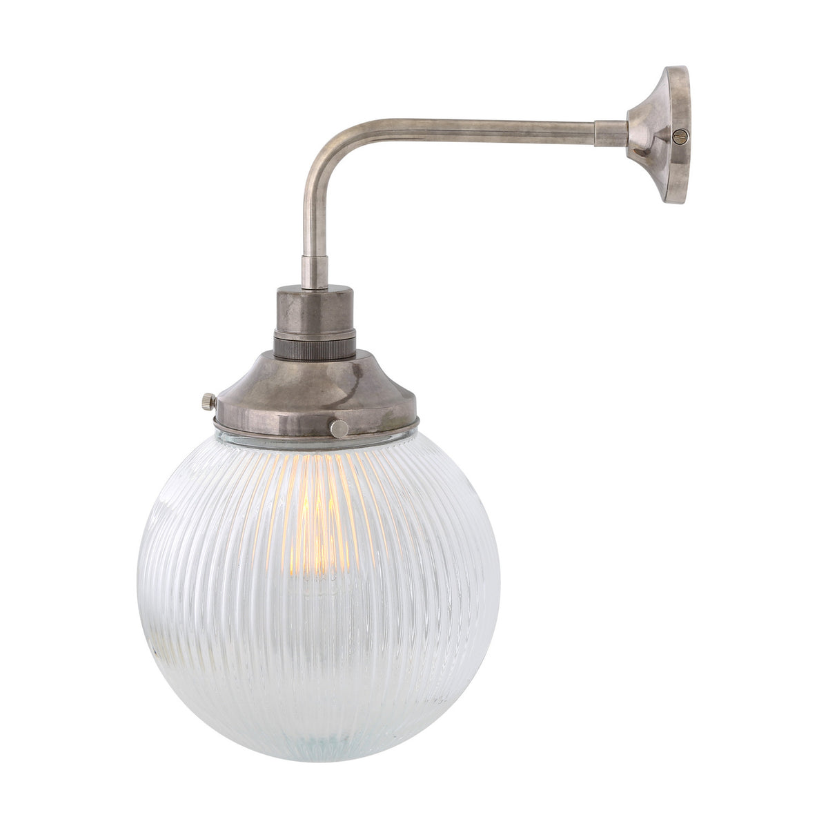Stanley Ribbed Glass Globe Wall Light - 20cm
