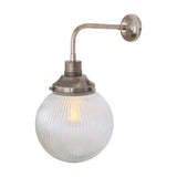 Stanley Ribbed Glass Globe Wall Light - 20cm
