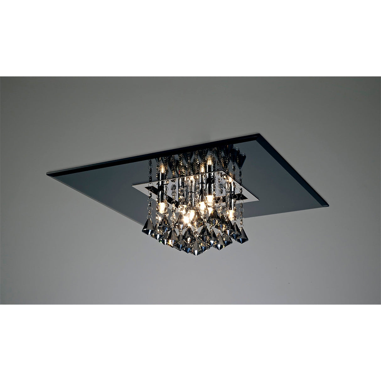 Starda 8 Light Smoked Crystal Flush Ceiling Light – Chrome