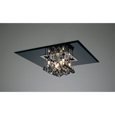 Starda 8 Light Smoked Crystal Flush Ceiling Light – Chrome