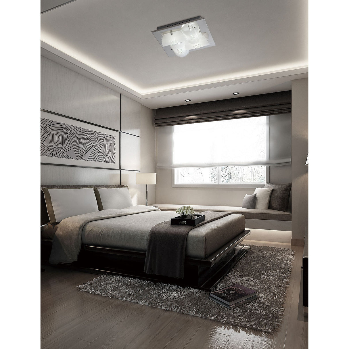 Starlis 4 Light Crystal/Glass Flush Ceiling Light – Chrome