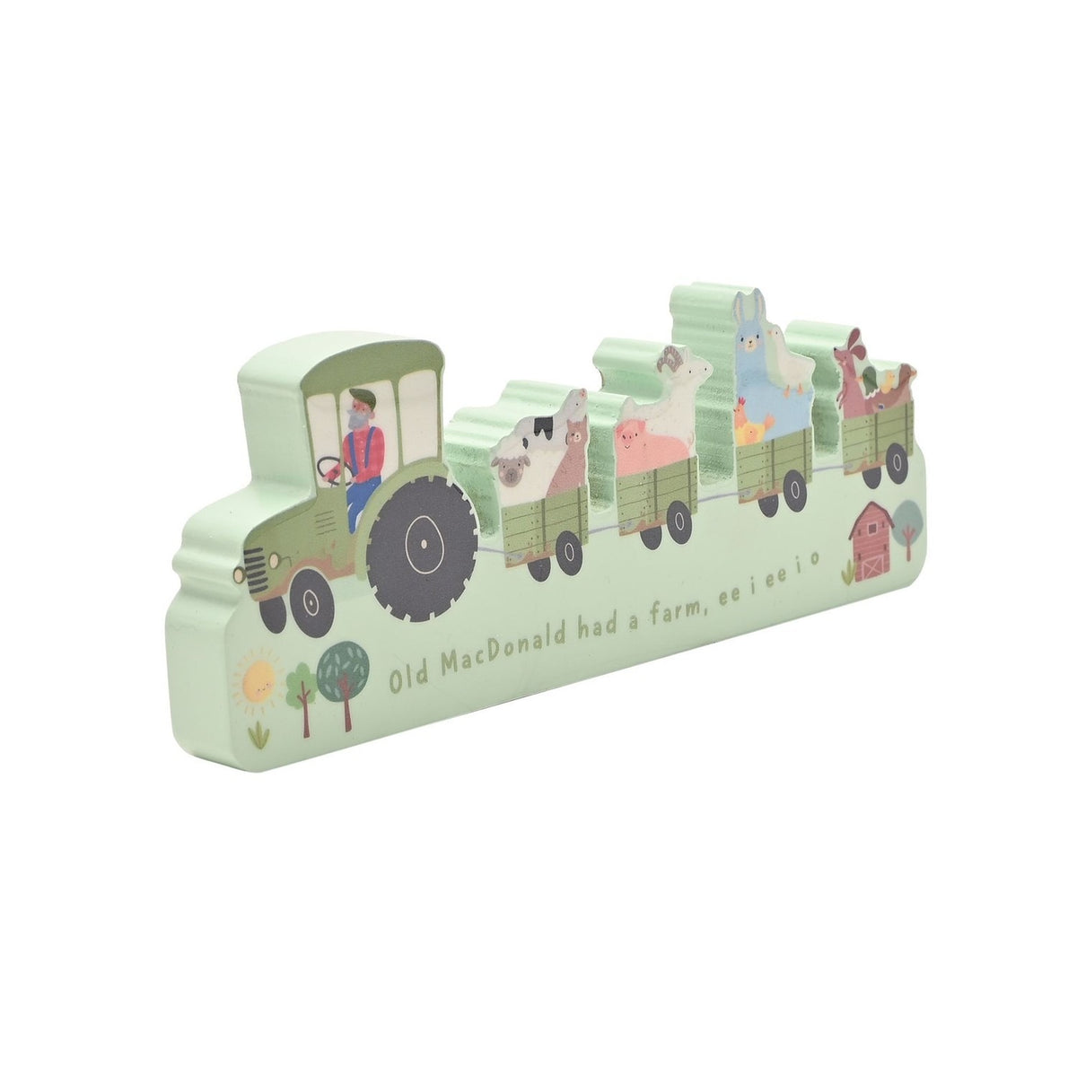 Old MacDonald Farm Tractor Wooden Mantel Plaque - Green