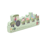 Old MacDonald Farm Tractor Wooden Mantel Plaque - Green