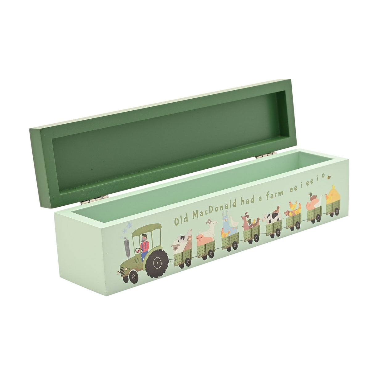 Old MacDonald Certificate Holder Wooden Keepsake Box - Green