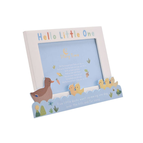 5 Little Ducks Wooden Mantel Photo Frame with Stand - Blue